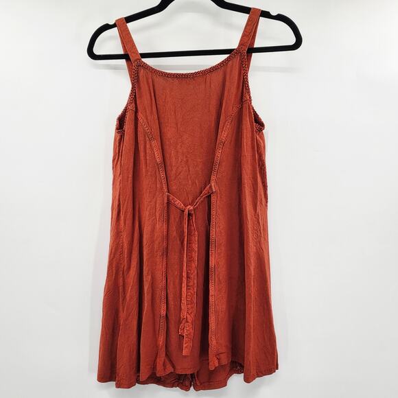 My Choice Burnt Orange Boho Embroidered Flowy Smocked Tunic Top Women’s Size S - Picture 2 of 5